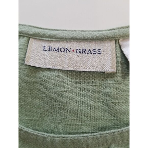 Vintage 90s Dress PS Midi Cotton Green Applique Leaves Sleeveless Jumper Pinafor - Picture 9 of 13